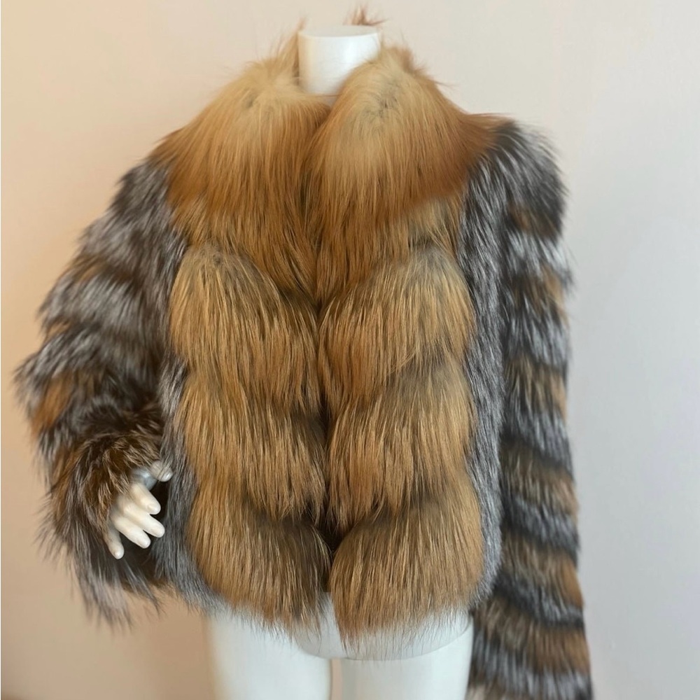 Red and Silver Fox fur jacket - Picture 2 of 8